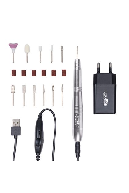 Пила за нокти с USB титаниев пътен връх - LUXORISE, сребриста
