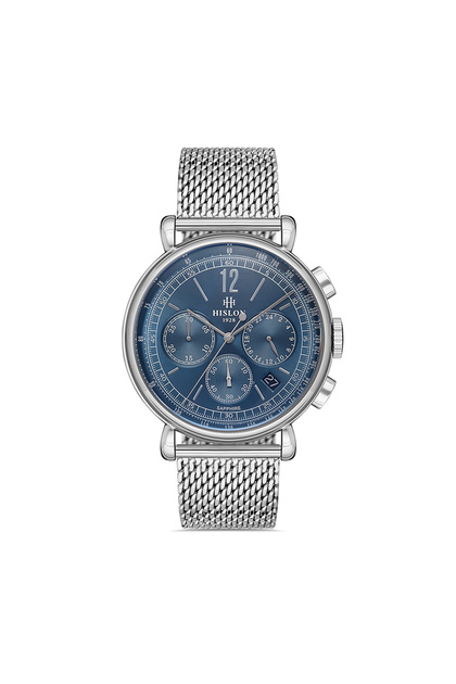 Erkek Rose Gold-Lacivert Çelik Kasa Yuvarlak Kadran Hasır Kordonlu Kol Saati Quartz Mekanizma Analog