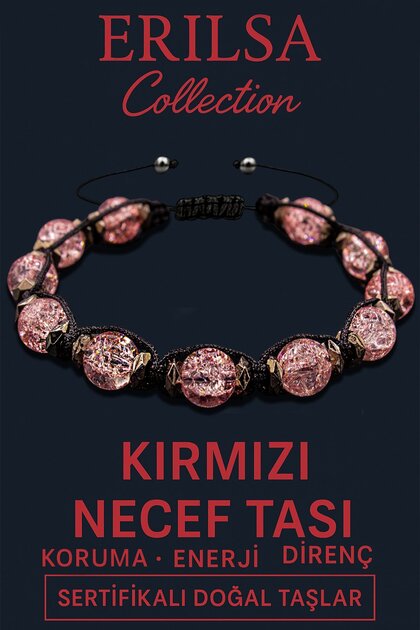 Erilsa Sertifikalı Terahertz & Kırmızı Necef Taşı Bileklik – Tutku