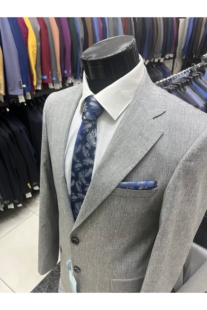 Linen Men's Suit (100% Linen Light Stripes)