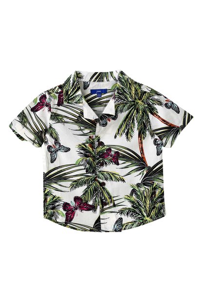 Boys Woven Cotton Tropical Butterfly Shirt