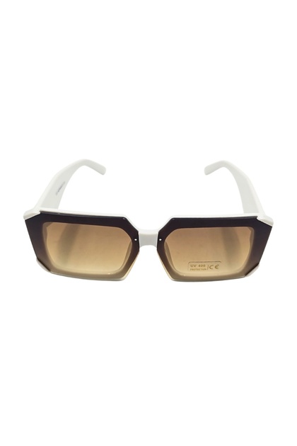 Ochelari de soare, damă, Tiara, ramă alb-crem cu gradient maro, formă pătrată, protecție UV 400