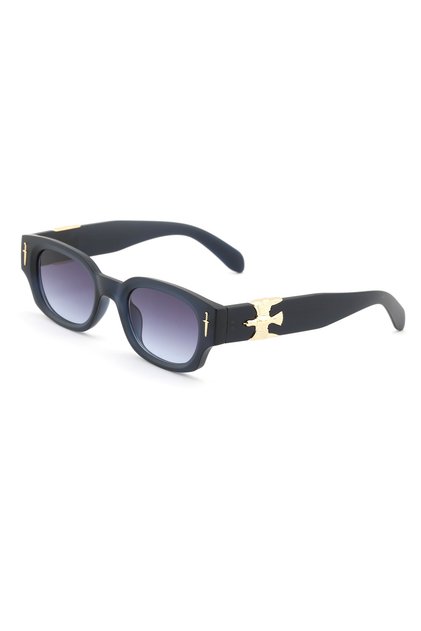 Rectangle Design Black Frame Black Glass Women's Sunglasses