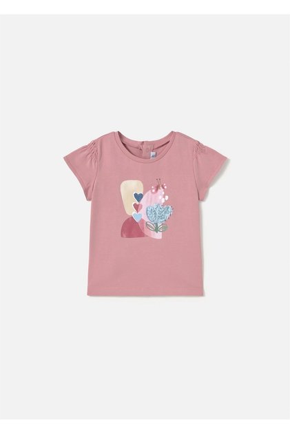 Baby Girl Appliqued T-Shirt Powder 1049