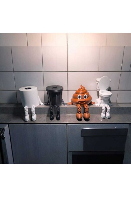Dropcek eticaret Banyo Dekoratif Figür Seti, Tuvalet Kağıdı, Çöp