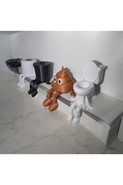 Dropcek eticaret Banyo Dekoratif Figür Seti, Tuvalet Kağıdı, Çöp