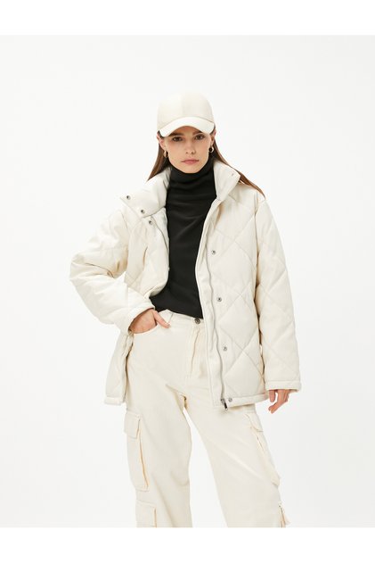 Puffer Jacket Stojan na golier Relax Fit na zapínanie