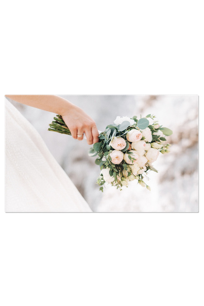 Tablou Canvas - Flori Si Fericire: Mireasa Cu Buchet