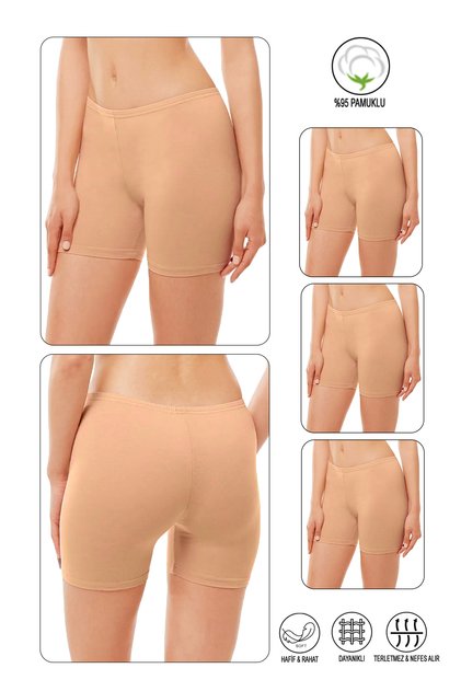 Özkan 26591 3-Pack Women's Cotton Lycra Single Jersey Flexible Comfortable Intermediate Size Above Knee Short Tights Shorts Boxe