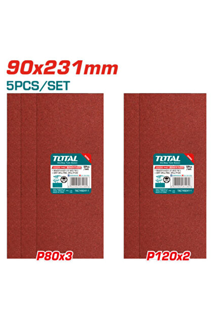 طقم ورق سنفرة 90x231mm 5pcs/set P80x3/p120x5