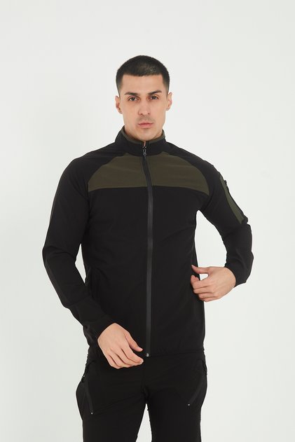 Camp260 Outdoor Tactical Su Iticili Erkek Siyah-haki Fermuarlı Taktik Sweatshirt