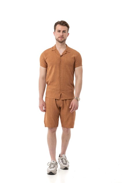 Men's Mechanical Linen Shirt Shorts Suit