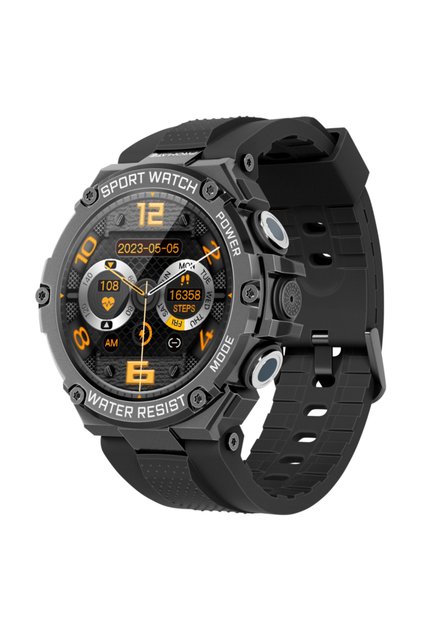 ساعة ذكية xWatch-R19 للرجال - 1.53 بوصة - تدعم البلوتوث - مقاومة للماء - أسود