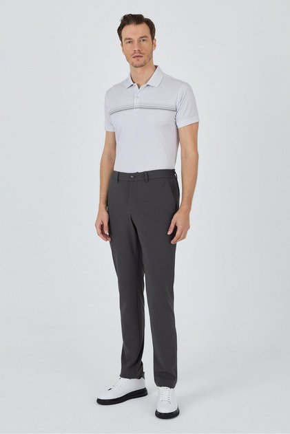 Men's Dark Anthracite Slim Fit Jogger Pants with Flexible Side Pockets 1003250162