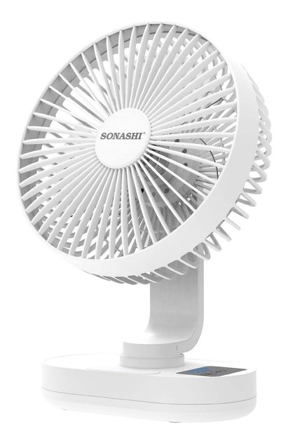 8-Inch Desk Table Fan with LED Light & 3 Speed Settings (2 Hours Battery)