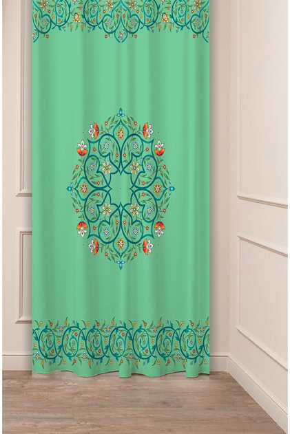 Antique Flower Old Ethnic Line Patterned Special Design Digital Printed (Single Wing) Modern Stylish Background Curtain