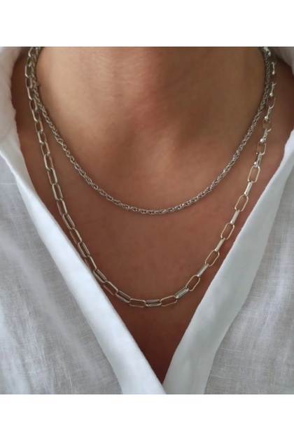 Women's Set of 2 Dual Chain Necklace (with Rubber Buckle Gift)