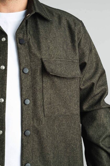 Men's Indigo Seasonal Casual Inside Scuba Coated Sports Cut Coat Snap Jacket Shirt