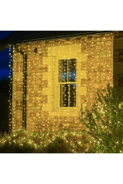 Instalație Yoto, 5 m x 1 m, 200 LED-uri, cablu prelungitor de 1,5 m, 8 efecte, interior/exterior, alb cald