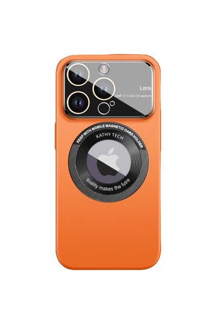 Husa protectie MagSafe Kathy Tech, Flippy, pentru Apple iPhone 14 Pro Max, Dublu Cerc, Portocaliu