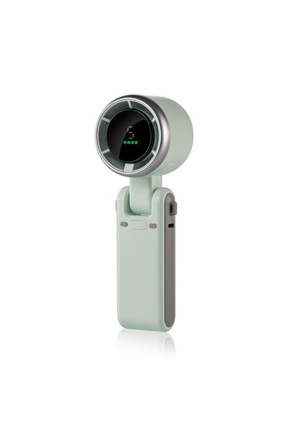 Мини вентилатор, Flippy, 5 скорости, дигитален дисплей, USB зареждане, 5V, 2A, 5.95x5.2x17.2 см, зелен