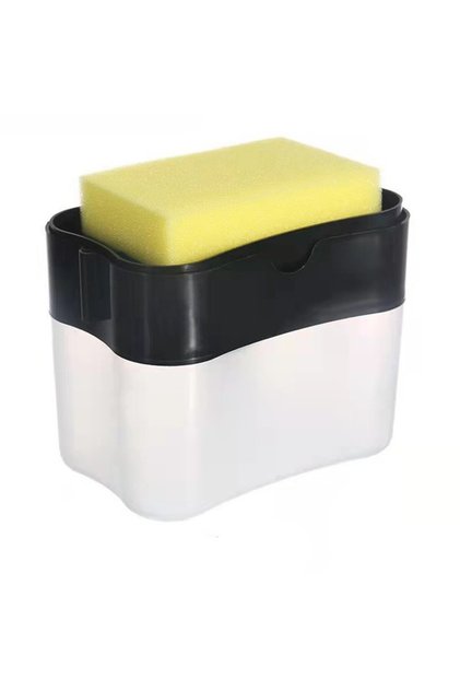 Dozator Flippy, Dispenser 2 În 1 Pentru Detergent Lichid De Vase, 14 x 10.5 x 10 cm, 380 ml, Negru