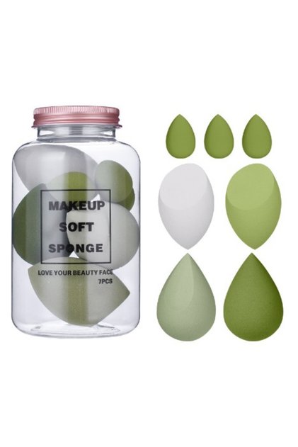 Set bureți de machiaj, Flippy, Premium, 7 piese, verde