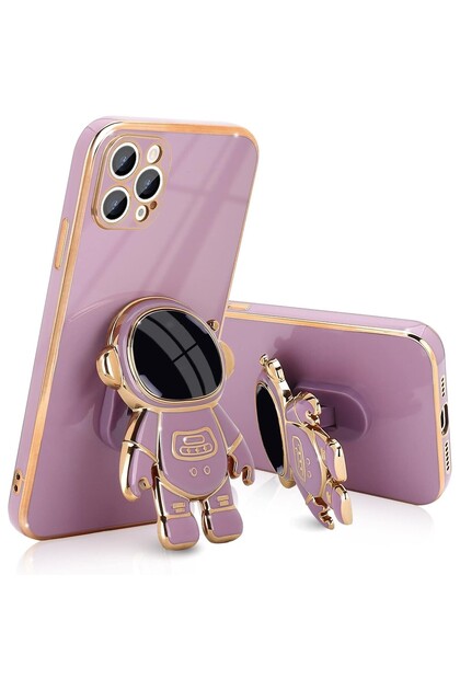 Husa de Protectie TPU 2in1, Flippy, pentru Apple iPhone 14 Pro, Astronaut cu Suport, Antisoc, Mov