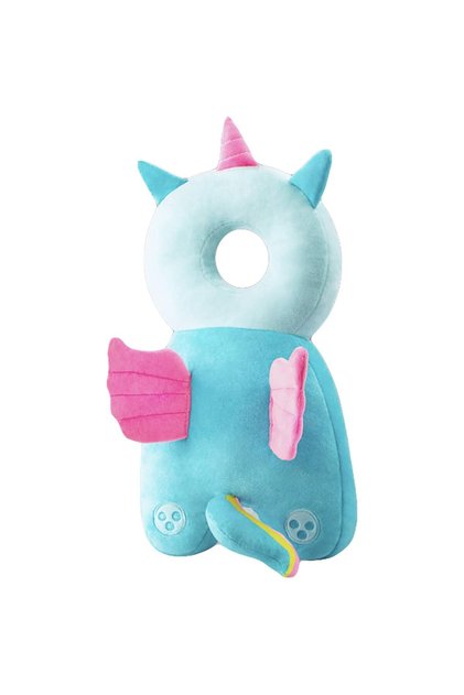 Pernă tip rucsac pentru protecția capului, Flippy, tetieră Unicorn, pentru bebeluși, 33x6x19 cm, 180 g, Albastru