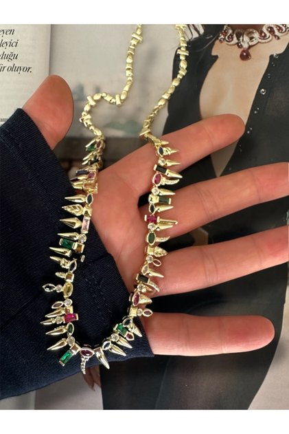 Konfeti gerdanlık, özel tasarım, rodyum kaplama