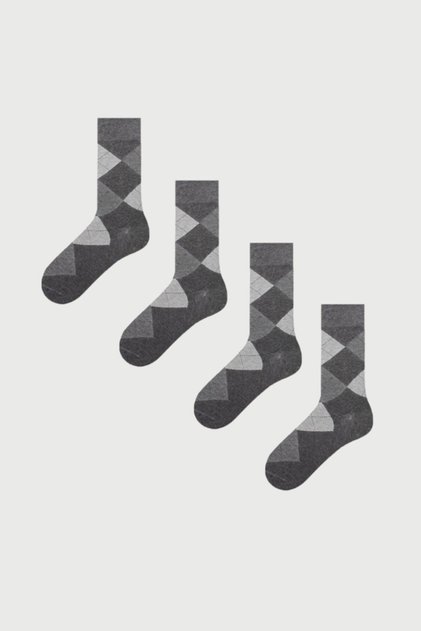 4-Piece Plaid Patterned Men's Socks