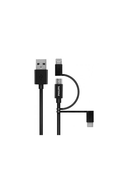 MFİ Apple Lisanslı 70W 3in1 Micro-Lightining-Type-C Hızlı Şarj ve Data Kablosu 1.2m Siyah DLC3104T