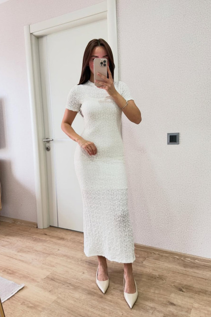Women's Gipeli Short Sleeve Lined White Stylish Graduation Dress Summer Midi Dress