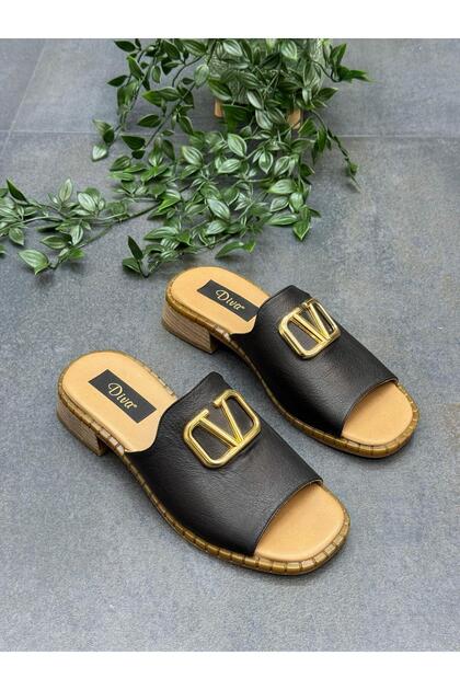 Orthopedic Women's Daily Slippers with Black Leather Buckle