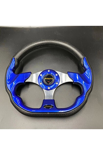 carlone Momo Spor Direksiyon 32cm Mavi-Altı Kesikli Yarış Spor