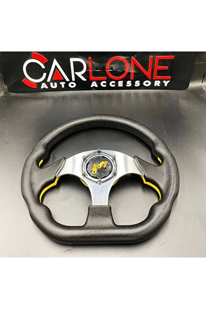 carlone Momo Spor Direksiyon 32cm Sarı-Altı Kesikli Yarış Spor