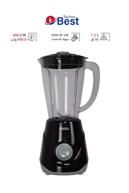 400w Plastic Blender, 1.5l Capacity, Black - Bsb-002p