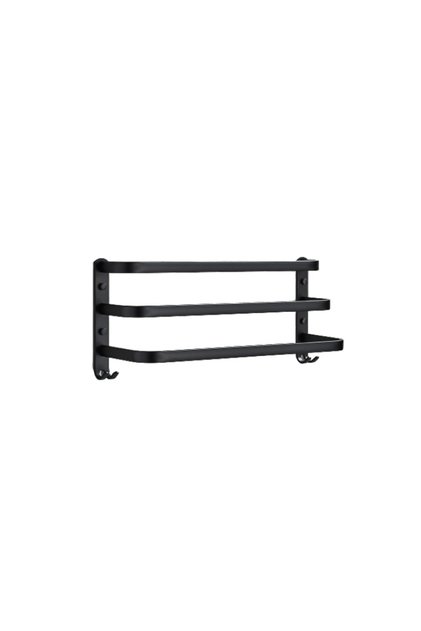 Suport prosoape baie, Blackswan, Tip M13, triplu, model negru mat cu agatoare, 50 cm