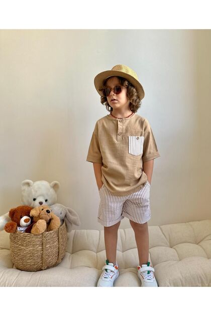 Yigit Boutique Boys' Set with Muslin Fabric Shorts