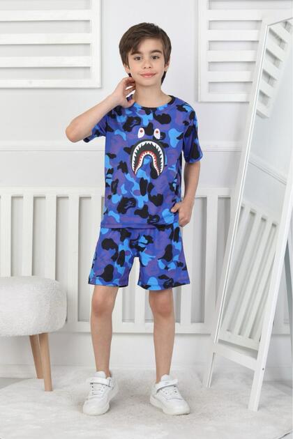 BAPE KIDS Tシャツとデニムショーツ2点セット 90cm AXXAN bape ikili şort tişort takım alt üst dijital baskı erkek