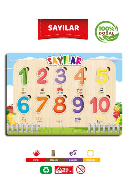 ahşap eğitici öğretici sevimli türkçe sayılar sayıları öğreniyorum