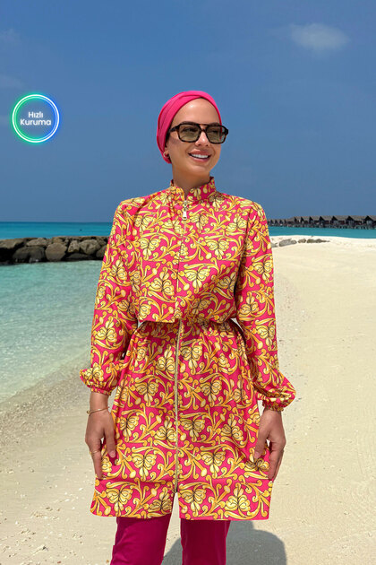 Ivy Full Covered 2-Piece Hijab Swimsuit - Fuchsia