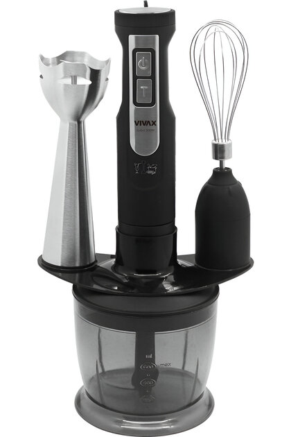 Set blender Vivax HBS-500X 3 în 1, 500W, 0,6l, 2 viteze, Turbo, lamă din oțel inoxidabil, negru/argintiu