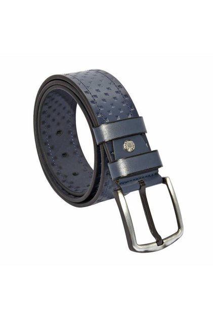Navy Blue Faux Leather Patterned Model 4.5 cm Sports Belt - 4547-14