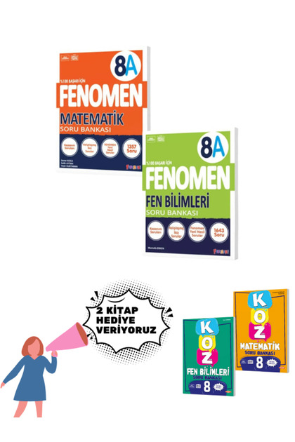 FENOMEN YAYINLARI 8.SINIF MATEMATİK VE FEN BİLİMLERİ A SORU BANKASI SETİ