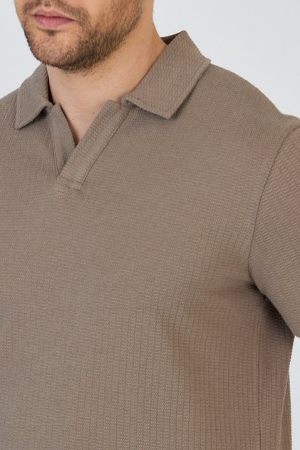 Rico Men's Mink Cotton Blended Polo Neck T-Shirt