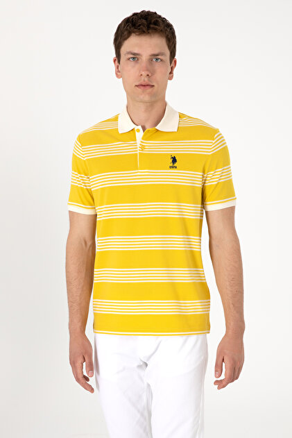U.S. Polo Assn. Erkek Regular Fit Polo Yaka Sarı Çizgili Tişört