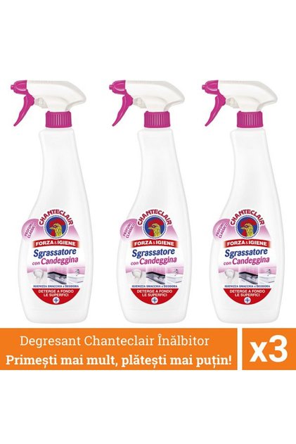 Pachet promo 3 x Chanteclair Degresant Universal cu Inalbitor, Candeggina, Clor, Spray, 600 ml