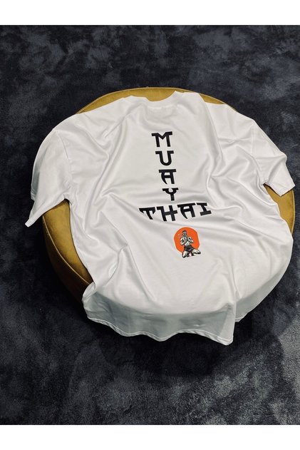 Muay Thai 100% Cotton Relax Fit Crew Neck White Tshirt