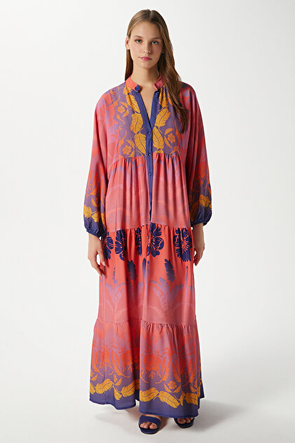 Ritnice Modest Women's Clara Pink 100% Viscose Maxi Length Long Dress-  Trendyol
